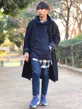 「Johnbull Private labo（ジョンブルプライベートラボ）のアイテム（スウェット）」を使った、lama さん（メンズ・168cm）の冬コーディネート
