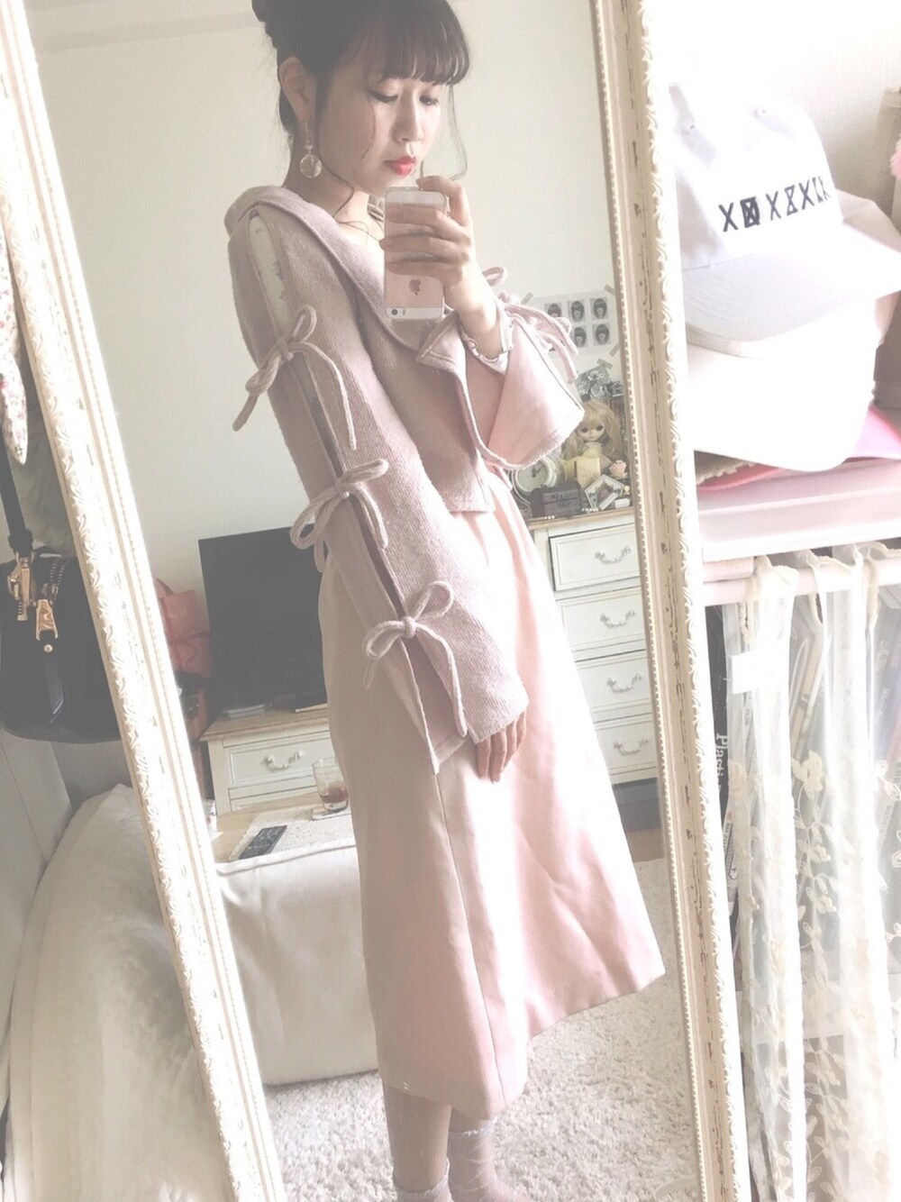 「VINTAGEのアイテム（スカート、ピンク系）」を使った、🌜Runさん（レディース・155cm）の夏コーディネートの1枚目の写真