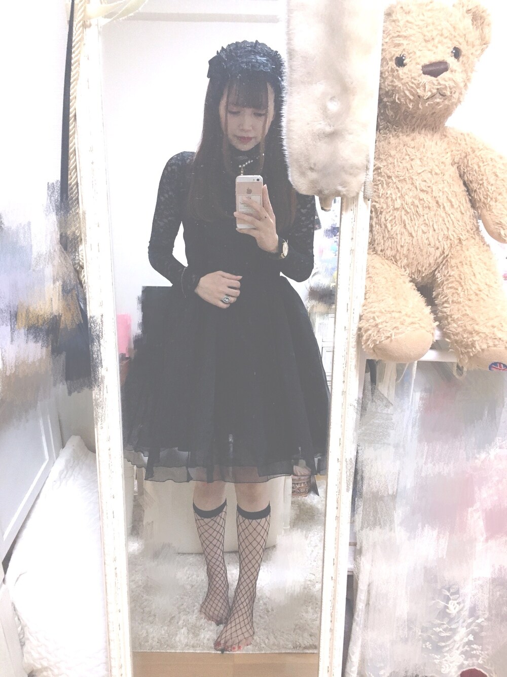 「ゴシックロリータ、ロリィタ、ゴシック、ブラック、原宿」｜「E hyphen world galleryのアイテム（ワンピース、ブラック系）」を使った、🌜Runさん（レディース・155cm）の夏コーディネートの1枚目の写真