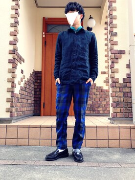 「サントニブンノイチのアイテム（トップス、グリーン系）」を使った、ﾅｶﾉ ﾋﾋﾞｷさん（メンズ・166cm）の春コーディネート