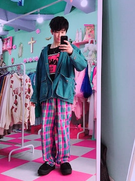 「KINJIのアイテム（デニムジャケット、ブルー系）」を使った、ﾅｶﾉ ﾋﾋﾞｷさん（メンズ・166cm）の秋コーディネート