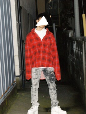 「UNIQLO（ユニクロ）のMEN ソフトタッチタートルネックT（長袖）（Tシャツ/カットソー、ホワイト系）」を使った、ﾅｶﾉ ﾋﾋﾞｷさん（メンズ・166cm）の秋コーディネート