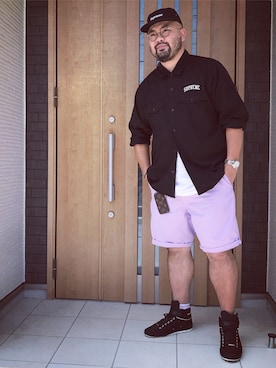 「ラグジュアリーストリート」｜「アイテム（キャップ）」を使った、平地大樹 aka ひらっちさん（メンズ・176cm）の夏コーディネート