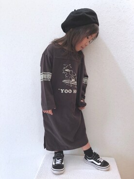 「BAYFLOW(BAYFLOW)」｜「アイテム（ハンチング/ベレー帽）」を使った、Sachiさん（キッズ・90cm）の秋コーディネート