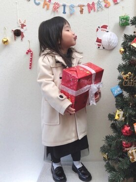 「キッズファッション」｜「アイテム（ダッフルコート）」を使った、Sachiさん（キッズ・90cm）の冬コーディネート
