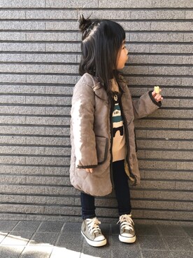 「RADCHAP（ラッドチャップ）のアイテム（その他アウター）」を使った、Sachiさん（キッズ・90cm）の冬コーディネート