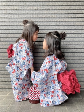 「pairmanon（ペアマノン）のアイテム（浴衣）」を使った、Sachiさん（キッズ・90cm）の夏コーディネート