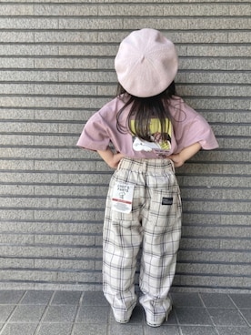 「2020秋チェッカーず」｜「アイテム（ハンチング/ベレー帽）」を使った、Sachiさん（キッズ・90cm）の秋コーディネート