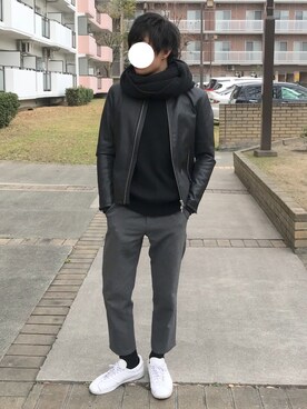 「RAGEBLUE（レイジブルー）のアイテム（ライダースジャケット）」を使った、TaKeさん（メンズ・175cm）の冬コーディネート