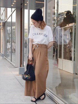「Discoat Parisien」｜「アイテム（ニットキャップ/ビーニー）」を使った、CHIHIROさん（レディース・160cm）の春コーディネート