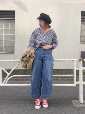 「Discoat Parisien」｜「アイテム（デニムジャケット）」を使った、CHIHIROさん（レディース・160cm）の春コーディネート