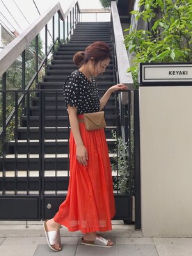 「アイテム（ボディバッグ/ウエストポーチ、イエロー系）」を使った、CHIHIROさん（レディース・160cm）の春コーディネート