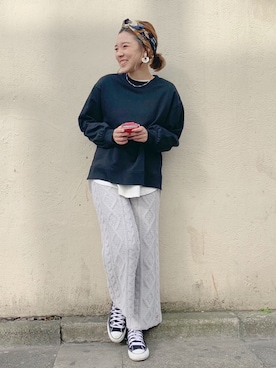 「DISCOAT（ディスコート）のアイテム（スウェット）」を使った、CHIHIROさん（レディース・160cm）の冬コーディネート