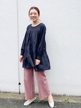 「DISCOAT（ディスコート）のバレーシューズ（バレエシューズ）」を使った、CHIHIROさん（レディース・160cm）の秋コーディネート