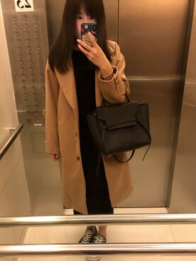 「アイテム（ダッフルコート、ブラウン系）」を使った、crazystarryさん（レディース・165cm）の冬コーディネート