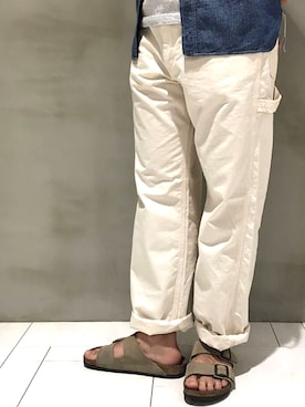 「Lee（リー）のアイテム（パンツ、ホワイト系）」を使った、Reijiroさん（メンズ・173cm）の夏コーディネート