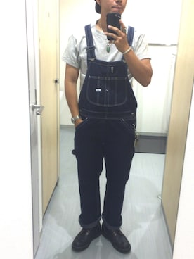 「ワークブーツ」｜「アイテム（オールインワン・サロペット）」を使った、Reijiroさん（メンズ・173cm）の夏コーディネート