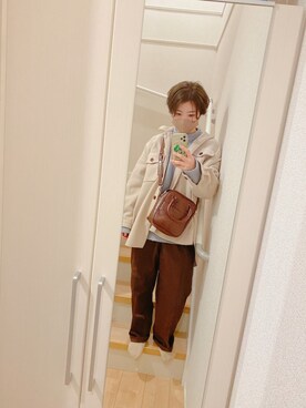 「アイテム（ニット/セーター、ブルー系）」を使った、ぼうさん（レディース・161cm）の冬コーディネート