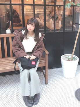 「RETRO GIRL（レトロガール）のアイテム（ダウンジャケット/コート）」を使った、Cocoさん（レディース・154cm）の春コーディネート