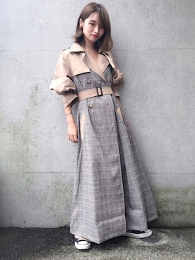 「アイラブCONVERSE」｜「アイテム（トレンチコート）」を使った、yuri.さん（レディース・150cm）の秋コーディネート