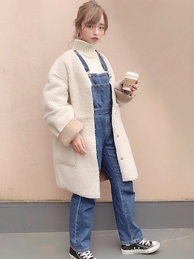 「ETRE TOKYO（エトレトウキョウ）のアイテム（ムートンコート）」を使った、yuri.さん（レディース・150cm）の冬コーディネート