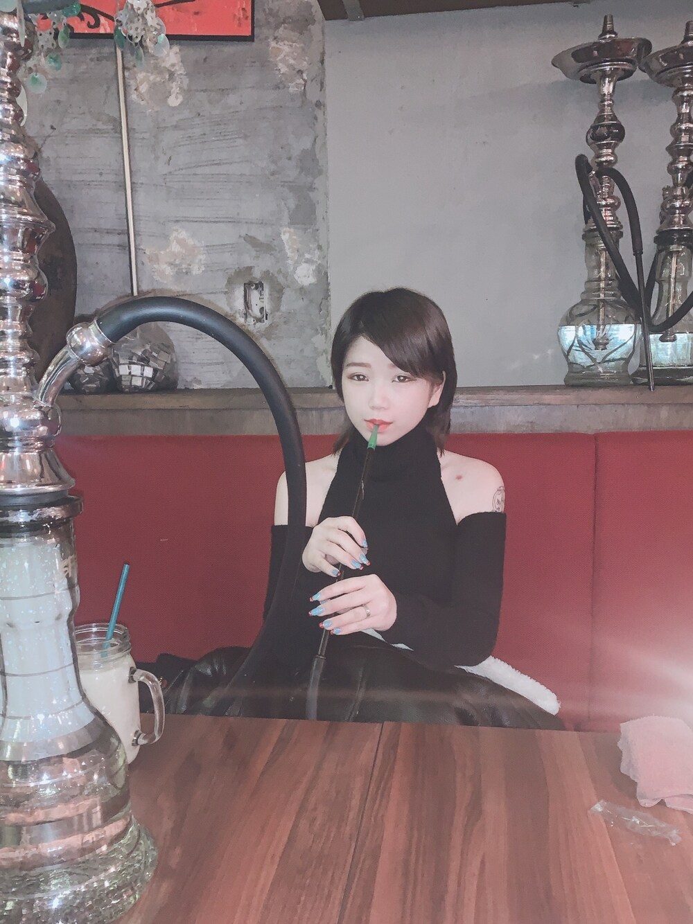 「GYDA」｜「GYDAの2WAYチョーカーベアニットトップス（ニット/セーター、ブラック系）」を使った、ウサちゃん🐰さん（レディース・158cm）の冬コーディネートの1枚目の写真
