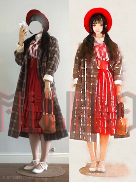 「EATME（イートミー）のアイテム（その他アウター）」を使った、高牛奶童鞋_Milkkoさん（レディース・162cm）の冬コーディネート