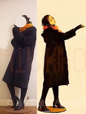 「no brand（ノーブランド）のアイテム（モッズコート）」を使った、高牛奶童鞋_Milkkoさん（レディース・162cm）の冬コーディネート