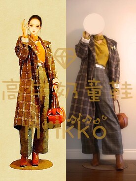 「EATME（イートミー）のアイテム（その他アウター）」を使った、高牛奶童鞋_Milkkoさん（レディース・162cm）の冬コーディネート