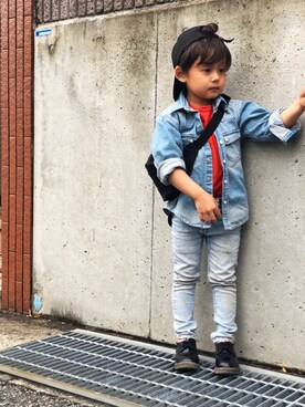 「アイテム（ローファー、ブラック系）」を使った、AITO ☆ REITOさん（キッズ・100cm）の春コーディネート