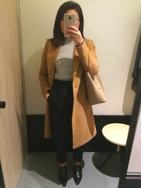 「MANGO（マンゴ）のアイテム（スラックス）」を使った、c a r m zさん（レディース・165cm）の秋コーディネート