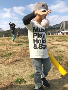 「fith社」｜「アイテム（キャップ）」を使った、halu＊itsuさん（キッズ・100cm）の秋コーディネート