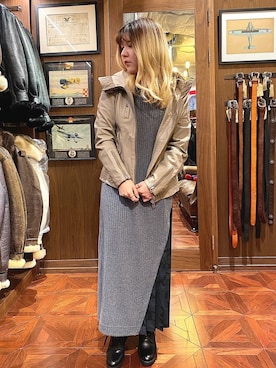 「アメカジ」｜「アイテム（ライダースジャケット）」を使った、Ｓさん（レディース・155cm）の秋コーディネート