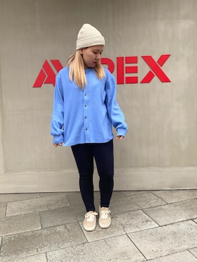 「ライトブルー」｜「アイテム（ニットキャップ/ビーニー）」を使った、Ｓさん（レディース・155cm）の冬コーディネート