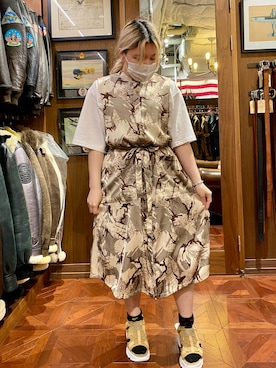 「AVIREX（アヴィレックス）のアイテム（シャツワンピース）」を使った、Ｓさん（レディース・155cm）の春コーディネート
