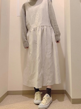 「消えそうな色コーデ」｜「アイテム（オールインワン・サロペット）」を使った、コツメカワウソさん（レディース・159cm）の冬コーディネート