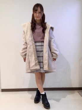 「ウエストキュッと」｜マジェスティックレゴン西宮ガーデンズ店スタッフさん（レディース・153cm）の冬コーディネート