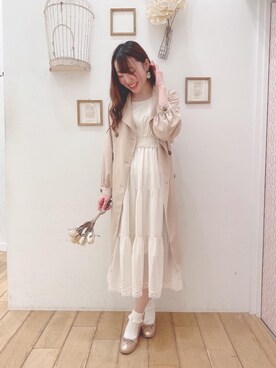 「マキシ」｜「アイテム（トレンチコート）」を使った、マジェスティックレゴン西宮ガーデンズ店スタッフさん（レディース・164cm）の春コーディネート