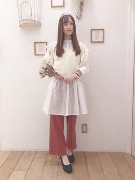「MAJESTIC LEGON（マジェスティックレゴン）のアイテム（チュニック）」を使った、マジェスティックレゴン西宮ガーデンズ店スタッフさん（レディース・153cm）の夏コーディネート