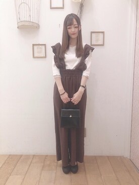 「ラメ」｜「アイテム（オールインワン・サロペット）」を使った、マジェスティックレゴン西宮ガーデンズ店スタッフさん（レディース・153cm）の夏コーディネート