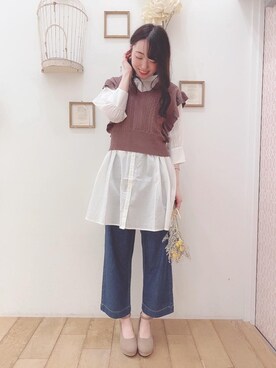 「MAJESTIC LEGON（マジェスティックレゴン）のアイテム（チュニック）」を使った、マジェスティックレゴン西宮ガーデンズ店スタッフさん（レディース・164cm）の秋コーディネート