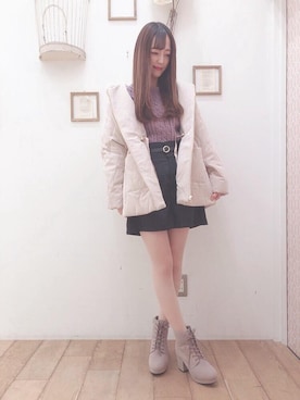 「ショーパン」｜「アイテム（その他アウター）」を使った、マジェスティックレゴン西宮ガーデンズ店スタッフさん（レディース・153cm）の秋コーディネート