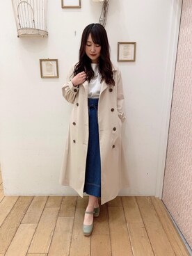 「でにむ」｜「アイテム（トレンチコート）」を使った、マジェスティックレゴン西宮ガーデンズ店スタッフさん（レディース・155cm）の冬コーディネート