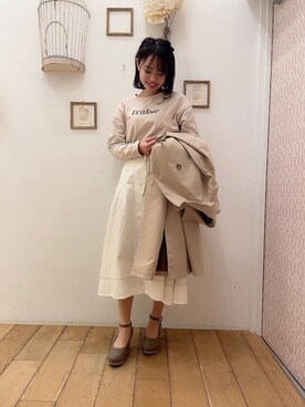 「でにむ」｜「アイテム（トレンチコート）」を使った、マジェスティックレゴン西宮ガーデンズ店スタッフさん（レディース・155cm）の冬コーディネート