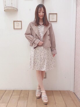 「ミニワンピ」｜マジェスティックレゴン西宮ガーデンズ店スタッフさん（レディース・153cm）の春コーディネート