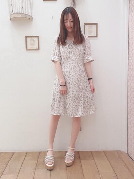 「ミニワンピ」｜マジェスティックレゴン西宮ガーデンズ店スタッフさん（レディース・153cm）の春コーディネート
