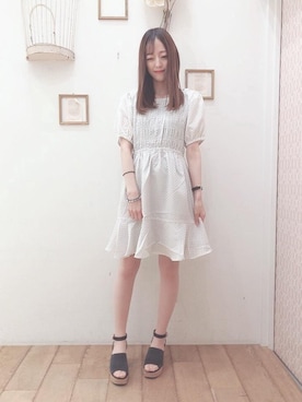 「ミニワンピ」｜マジェスティックレゴン西宮ガーデンズ店スタッフさん（レディース・153cm）の春コーディネート
