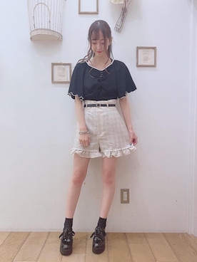 「ショーパン」｜「アイテム（その他シューズ）」を使った、マジェスティックレゴン西宮ガーデンズ店スタッフさん（レディース・153cm）の夏コーディネート