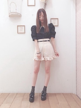 「ショーパン」｜「アイテム（その他シューズ）」を使った、マジェスティックレゴン西宮ガーデンズ店スタッフさん（レディース・153cm）の夏コーディネート