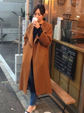 「ELENDEEK（エレンディーク）のアイテム（ワンピース、ブルー系）」を使った、Yukiさん（レディース・167cm）の秋コーディネート
